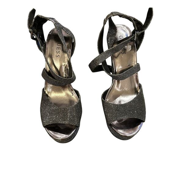 Guess Gray Shimmer Strappy Wedges Sandals Women's size 8.5M - Picture 1 of 5